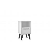 Manhattan Comfort 146AMC205 Mid-Century- Modern Amsterdam Nightstand 1.0 with 1 Shelf in White